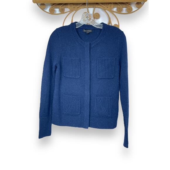 Banana Republic Women's Pocket Cardigan Sweater wool alpaca blend S navy - Picture 3 of 8